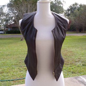 Vintage 80's B.B.Dakota for BP Nordstrom Brown Leather Moto Vest XS